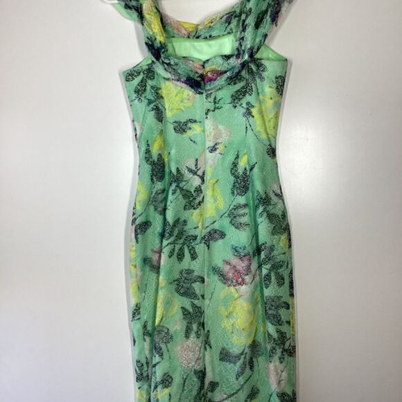ML Monique Lhuillier Allie Floral Print Lace Midi Dress Off Shoulder Size 2 - Picture 12 of 16